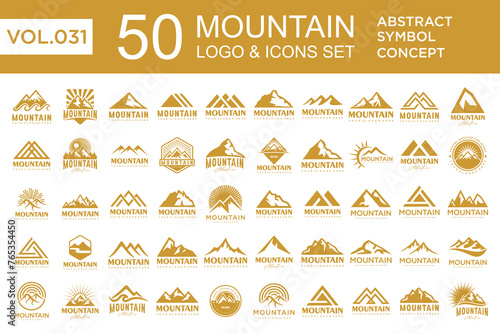 Set of abstract mountain logo design template. Vector illustration
