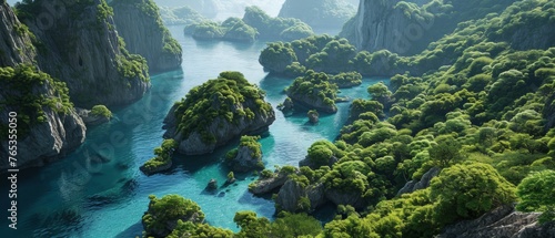 Sea islands in Phang Nga Province. Generative AI photo