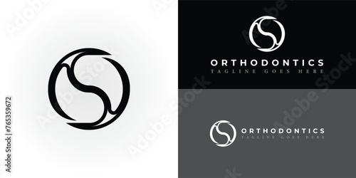 Abstract Design letter OS or SO logo. Creative Vector Design Letter OS Logo in black color isolated on multiple backgrounds. Letter OS logo applied for high-end modern orthodontic office logo design