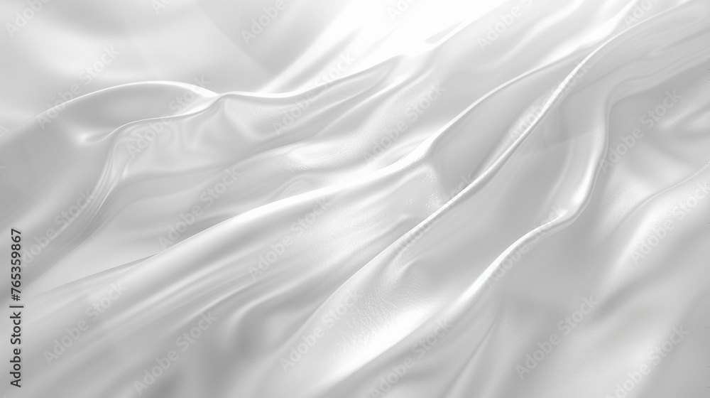 Closeup of rippled white silk fabric cloth lines. Abstract background.