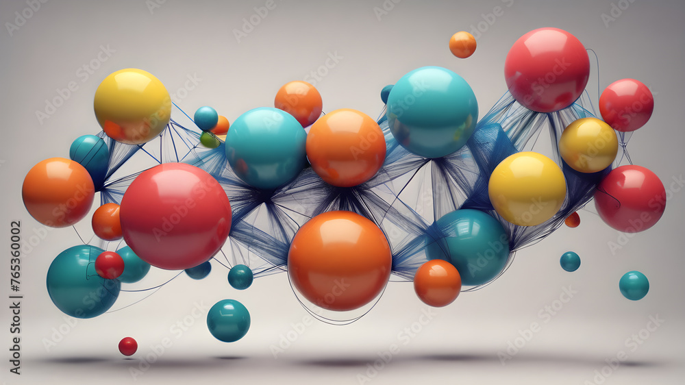  Network structure chemical bonds in molecular level of lines and points, dots and connections.  AI generated image, ai