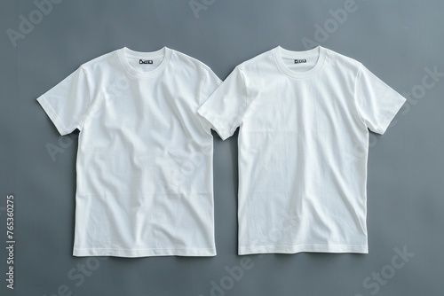 White t-shirt mockup on gray background. Clipping path included. © RMTH