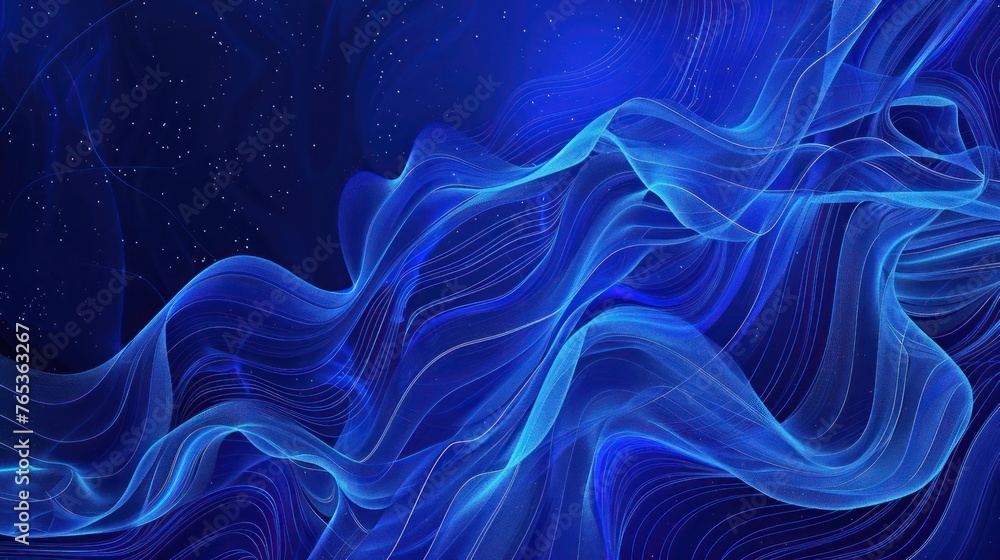 Blue abstract wave swirl with smoke effect