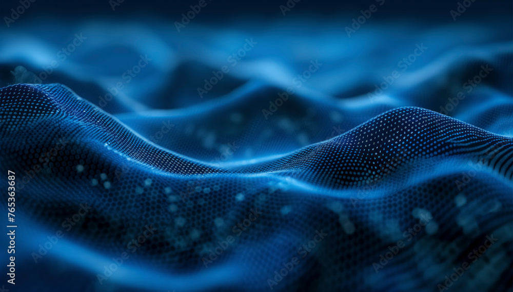 Futuristic digital wave energy flow in blue abstract background, A blue wave with a lot of lines and dots. The image is of a computer generated wave Futuristic digital wave energy flow in blue abstract background, A blue wave with a lot of lines and dots. The image is of a computer generated wave