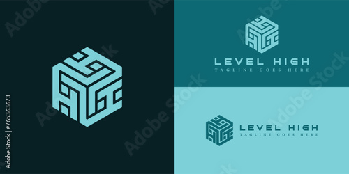 Abstract hexagon Design letter LH or HL logo icon. Creative Vector Design Letter LH Logo in blue color isolated on multiple backgrounds. Letter LH logo applied for gym logo design inspiration template