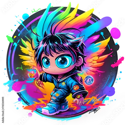 Colored baby character illustration hero on flat backround