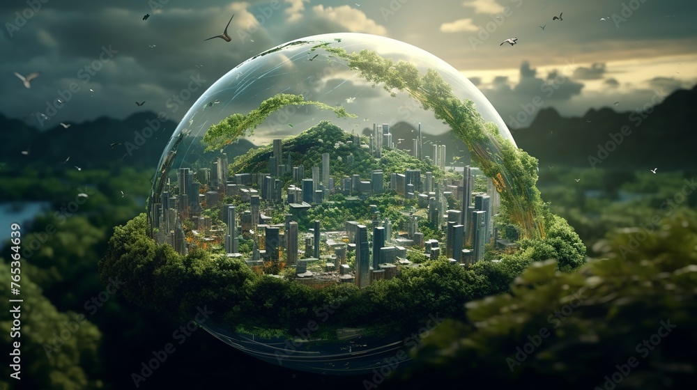 Green energy, Sustainable industry. Ecological sustainability.