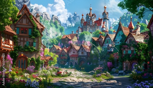Small Fairy Tale Town. Fiction Backdrop © thiraphon