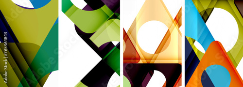 Abstract background set featuring captivating triangles. Harmonious blend of geometry and style, these designs bring modern flair