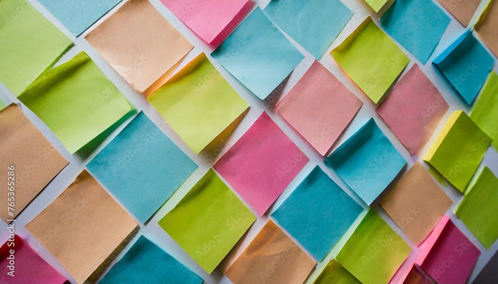 background of colorful sticky notes organized work area post it display creative work environment