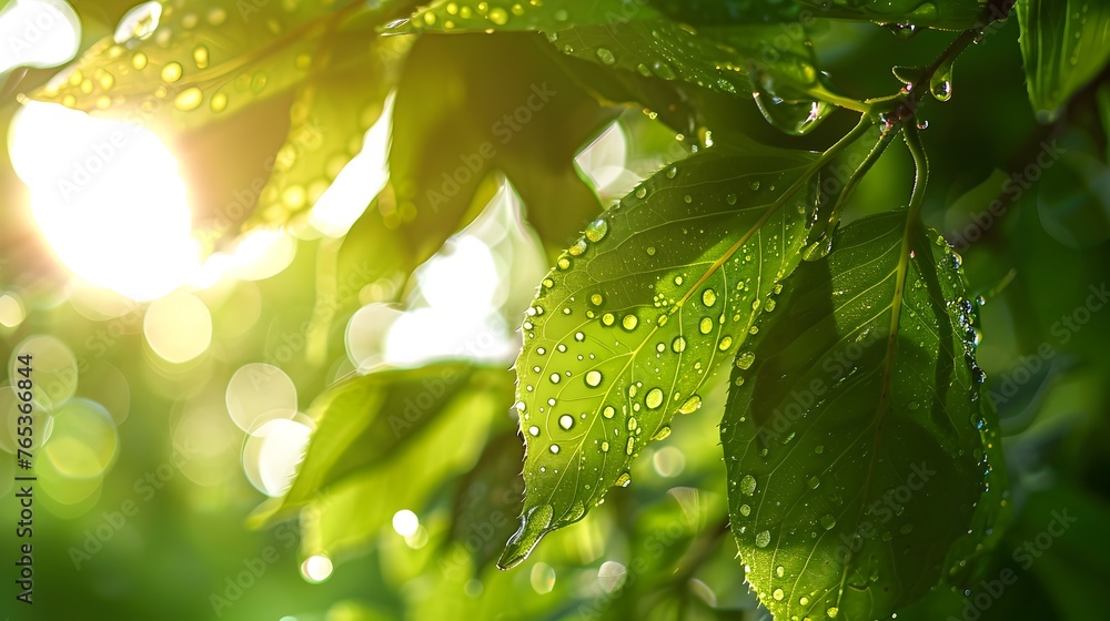 Green nature background with dew drop on green leaf, Natural green leaves plants using as spring background cover page for environment ecology or greenery wallpaper and sustainability concept Green nature background with dew drop on green leaf, Natural green leaves plants using as spring background cover page for environment ecology or greenery wallpaper and sustainability concept