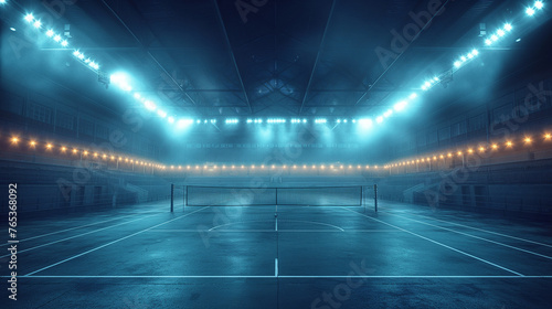Volleyball stadium with lights off and flickering lights. © chonlada