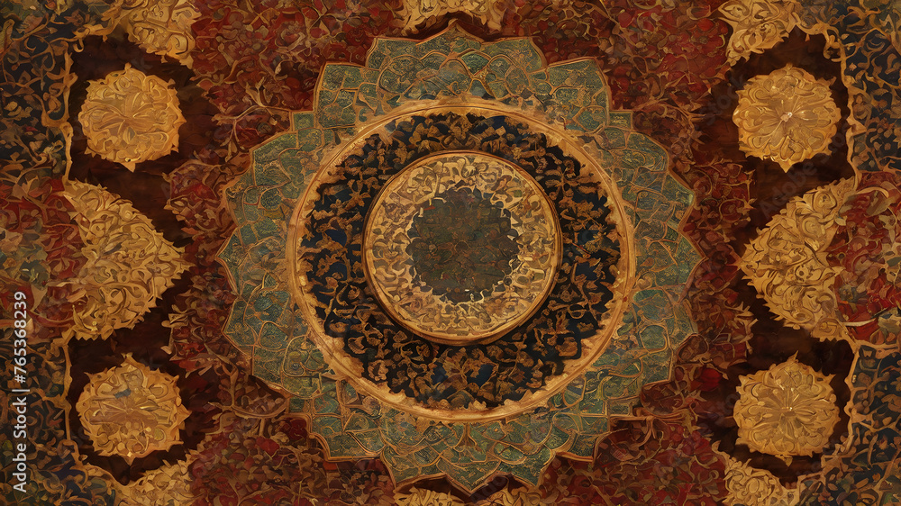 Background with seamless pattern in islamic art style. AI generated image Background with seamless pattern in islamic art style. AI generated image