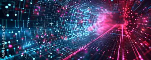 AI digital futuristic technology abstract banner background illuminated by vibrant neon lights, forming a dynamic and interconnected network of systems