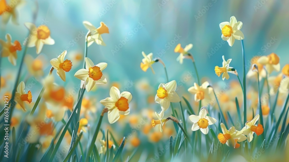 Yellow daffodils flower In early spring. Yellow daffodils flower In early spring.