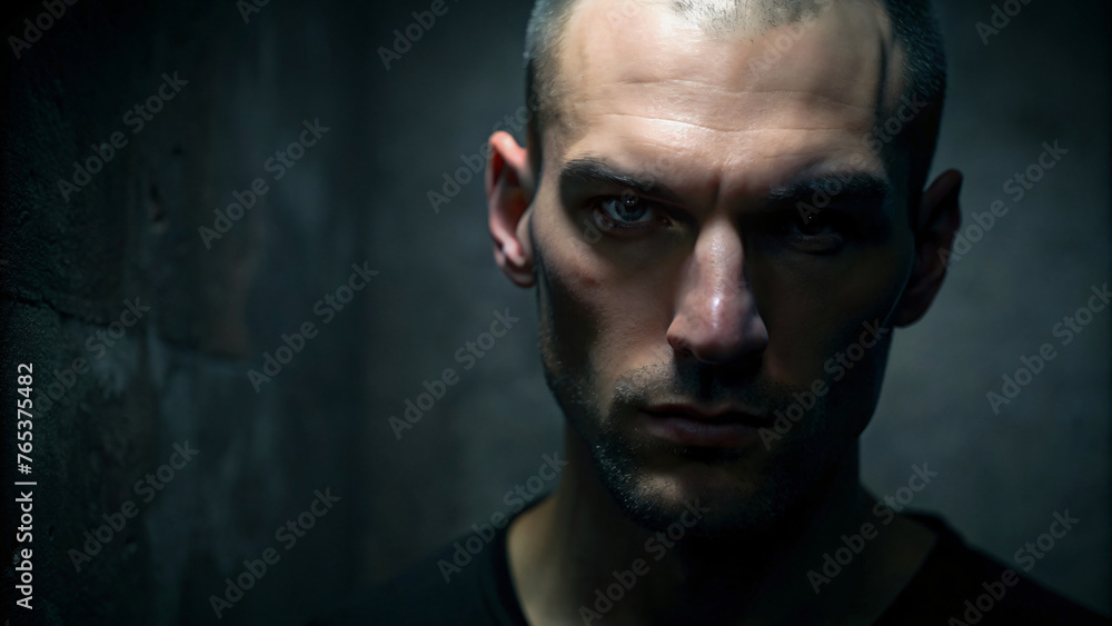 Confident man with dark hair and serious expression, looking directly at the camera Confident man with dark hair and serious expression, looking directly at the camera