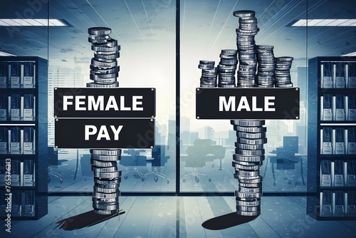 Gender Inequality Female Pay and Male Pay disparity of income wage differences photo