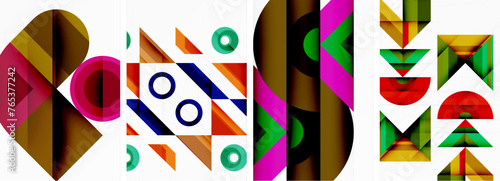 Triangle poster abstract background set for wallpaper, business card, cover, poster, banner, brochure, header, website