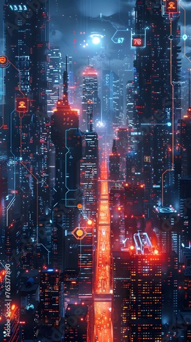 A digital art piece illustrates a cityscape interwoven with glowing circuit patterns, symbolizing the seamless fusion of urban development and information technology.
