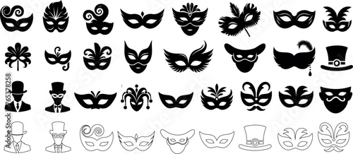 masquerade masks Vector icon collection, perfect masquerade vector icon for event invitations, posters, graphic design projects