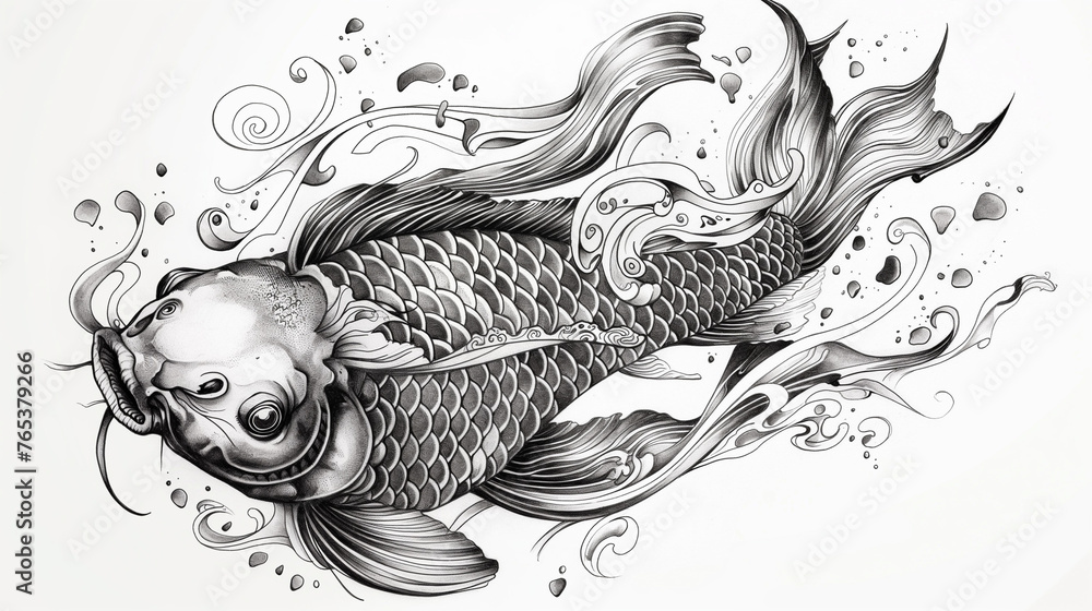 hand drawn sketch of a fish hand drawn sketch of a fish