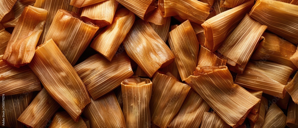 Obraz premium Mexican Culinary Tradition: Vibrant Tamales Geometric Composition with Abstract Textures and Shadows
