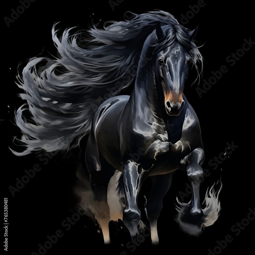 black horse on black background