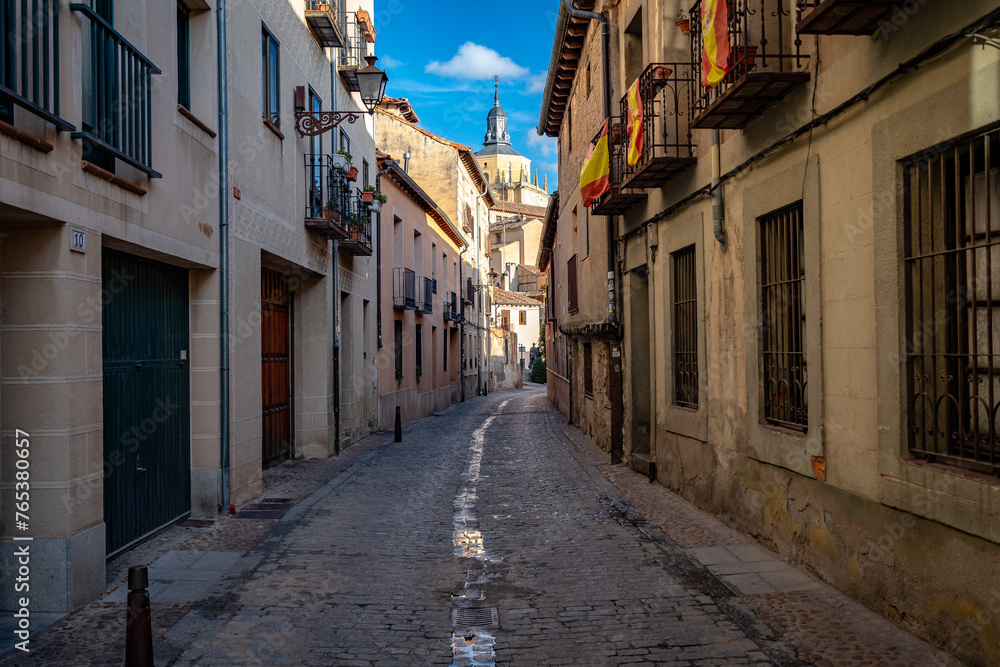 Medieval city streets in Segovia, Spain