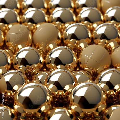 Many golden balls stock photo