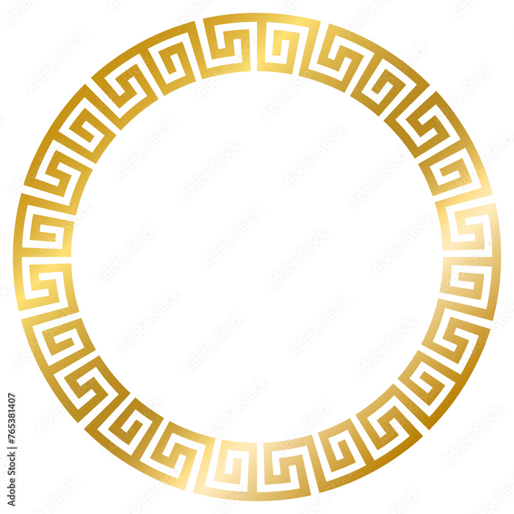 Greek Gold frame, circle frame with seamless vector illustration Greek Gold frame, circle frame with seamless vector illustration