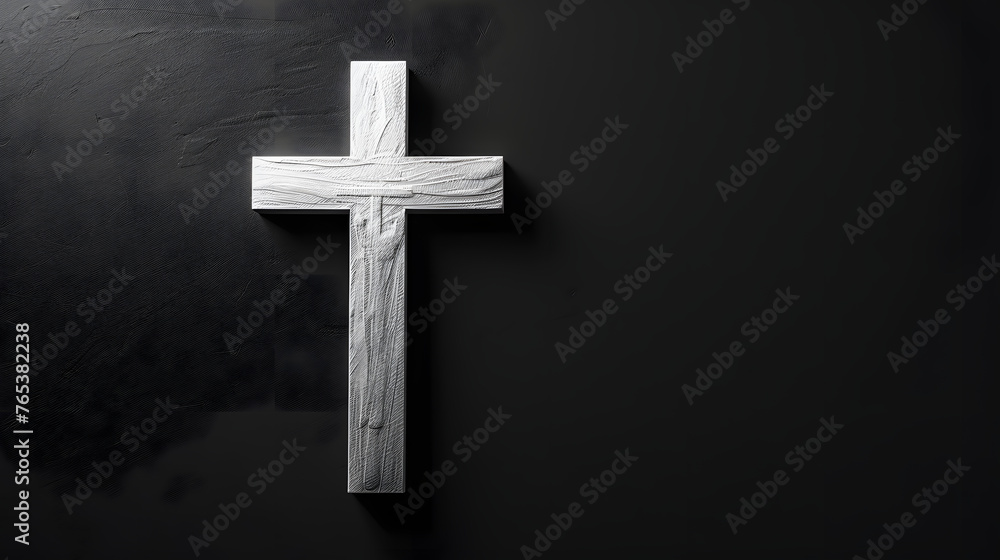 black background with a white cross, 