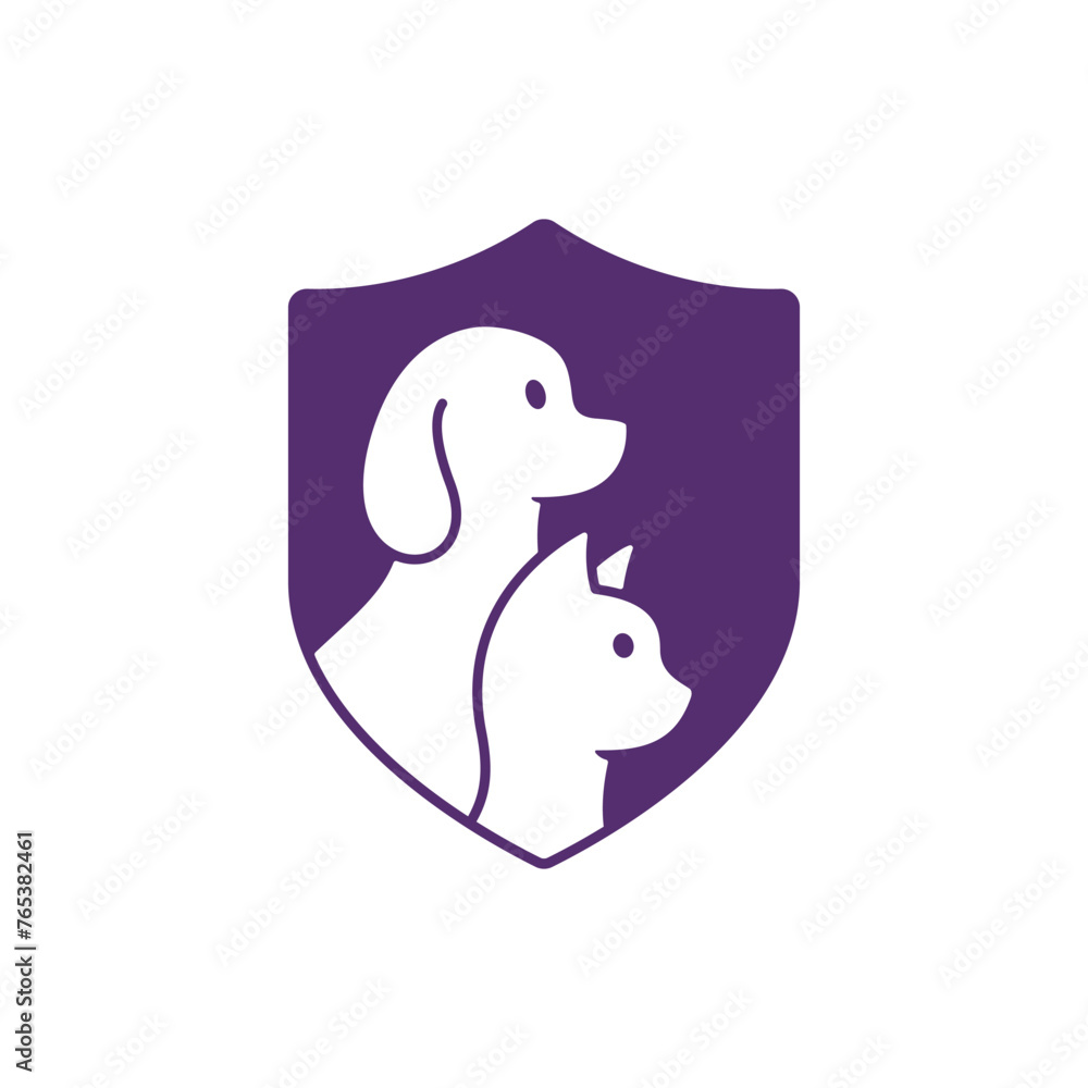 Shield with dog and cat icon, pet protection flat symbol, vector isolated illustration. Shield with dog and cat icon, pet protection flat symbol, vector isolated illustration.