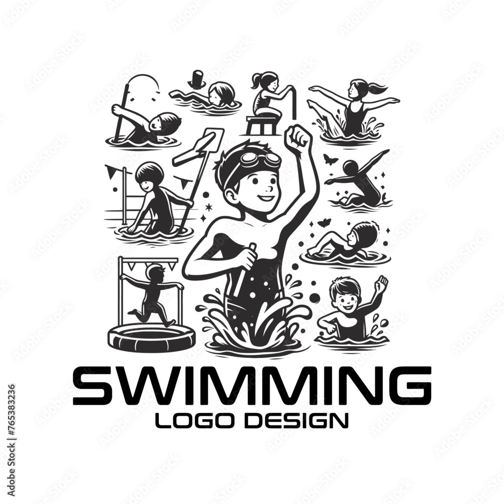 Swimming Vector Logo Design Swimming Vector Logo Design