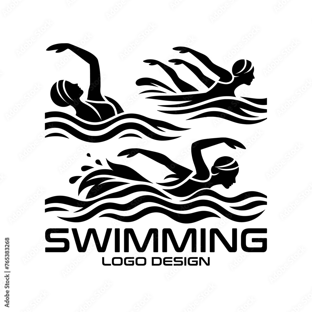 Swimming Vector Logo Design Swimming Vector Logo Design