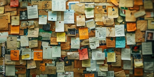 Crowded Bulletin Board of Campus Club Meetings,Events,and Announcements with Copy Space