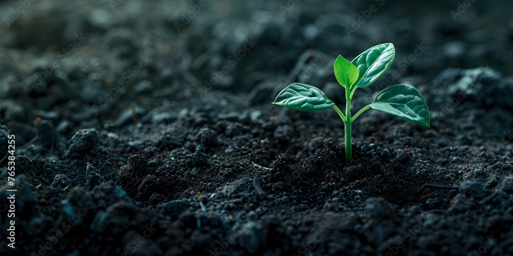 Sapling Emerging from Dark Soil,Symbolizing New Beginnings and Untapped Potential Sapling Emerging from Dark Soil,Symbolizing New Beginnings and Untapped Potential