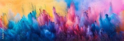 Colored rainbow powder explosion banner