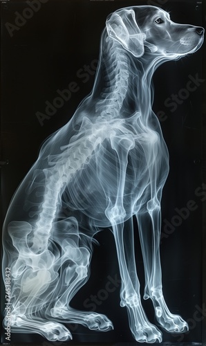 X-ray image of a dog's body