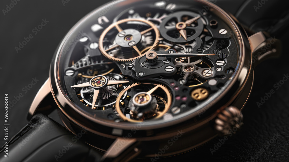 Swiss Watch Mechanism, Close-Up of Mechanical Gears in Swiss Watch Swiss Watch Mechanism, Close-Up of Mechanical Gears in Swiss Watch