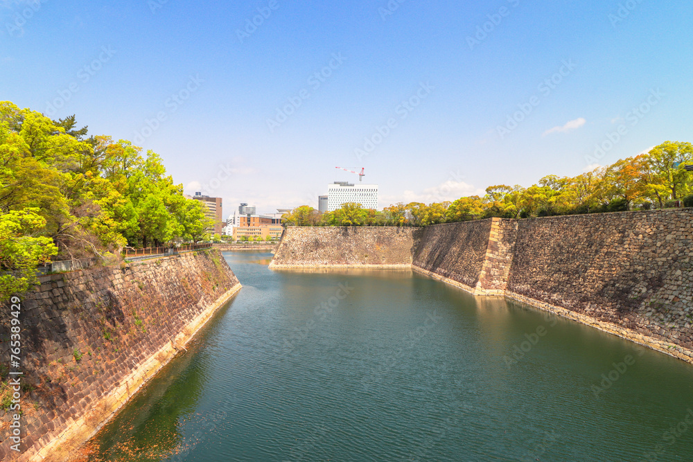 Castle walls, Osaka Castle Park, Chuo Ward, Osaka, Japan