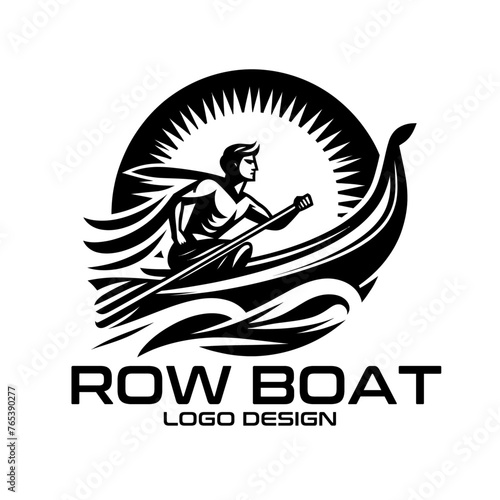 Row Boat Vector Logo Design