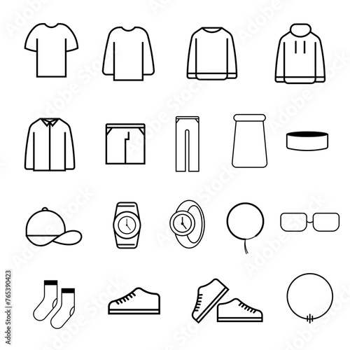 Mobileclothing icon set. modern fashion. men's and women's clothing. clothes icon. fashion style