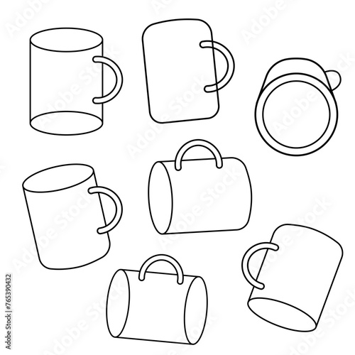 lineart vector cup icon set