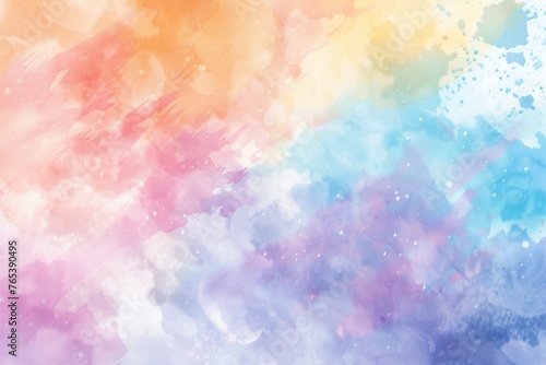 Dreamlike watercolor painting blending soft pastels into a serene rainbow landscape.