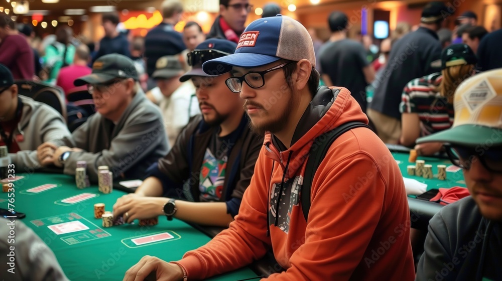 people playing in a casino at a poker table people playing in a casino at a poker table