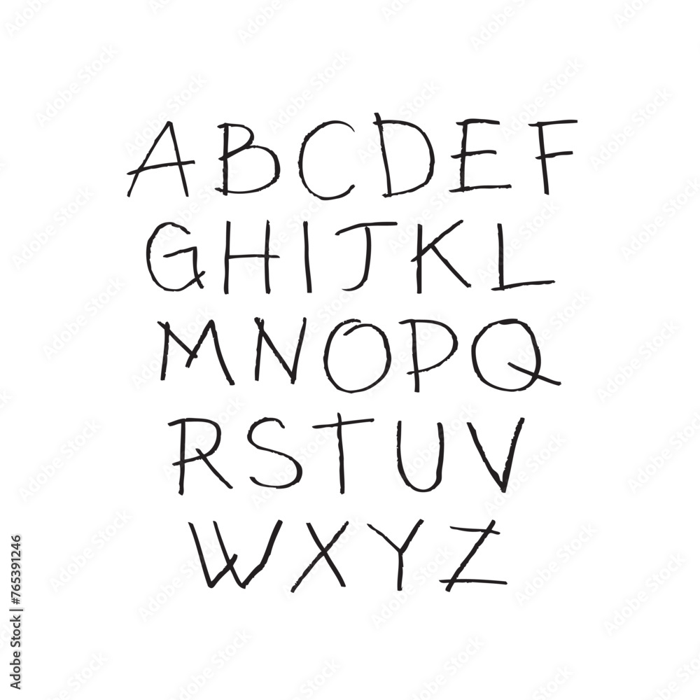 Vector hand drawn alphabet font