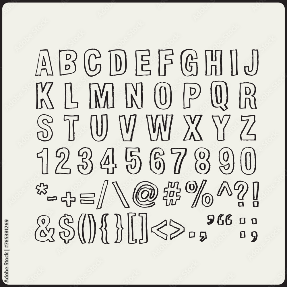 Vector hand drawn alphabet font Vector hand drawn alphabet font