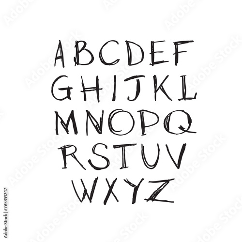 Vector hand drawn alphabet font