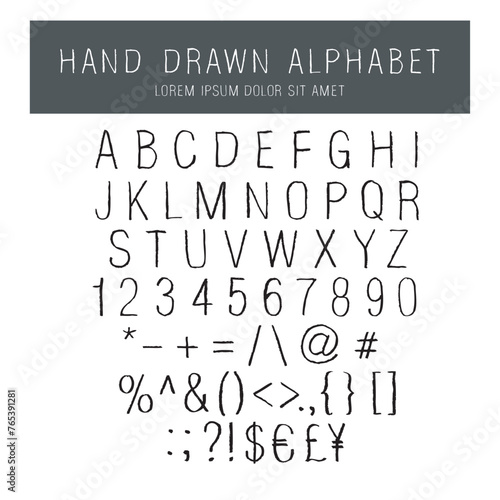 Vector hand drawn alphabet font