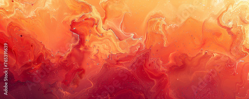 Orange and red abstract watercolor background with swirls and curves.